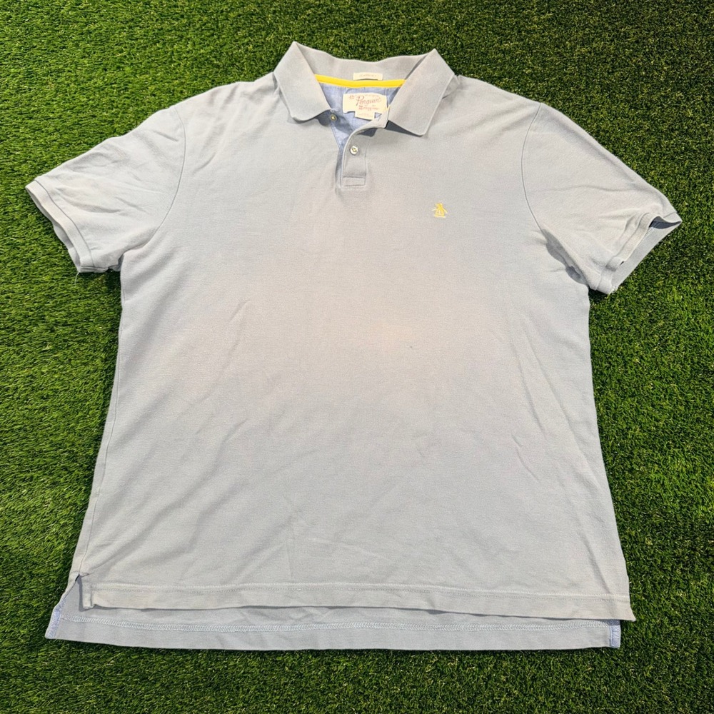 Original Penguin Munsingwear Mens Polo Shirt L Light Blue Classic Fit Short Slee